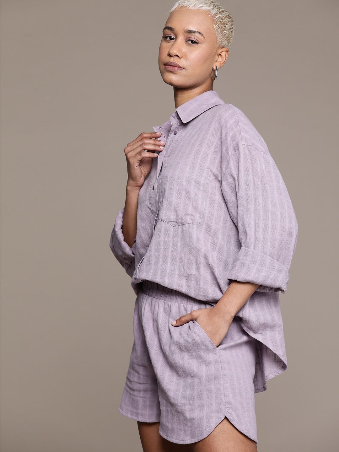 The Roadster Lifestyle Co. Women  Cotton Self Striped Co-Ords