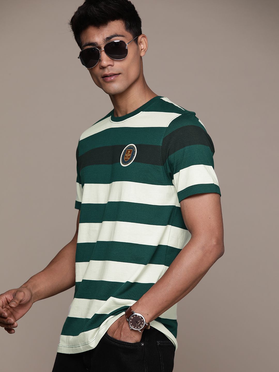 The Roadster Lifestyle Co. Striped Short Sleeves T-shirt