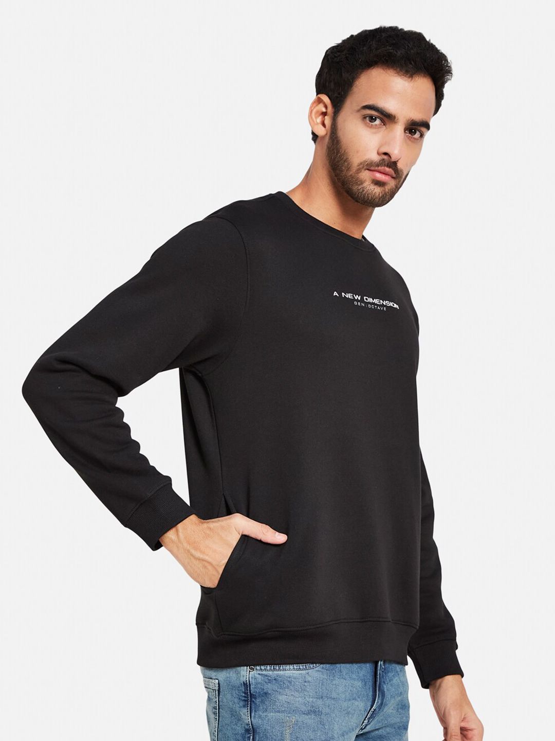 Buy Octave Typography Printed Fleece Pullover Sweatshirt