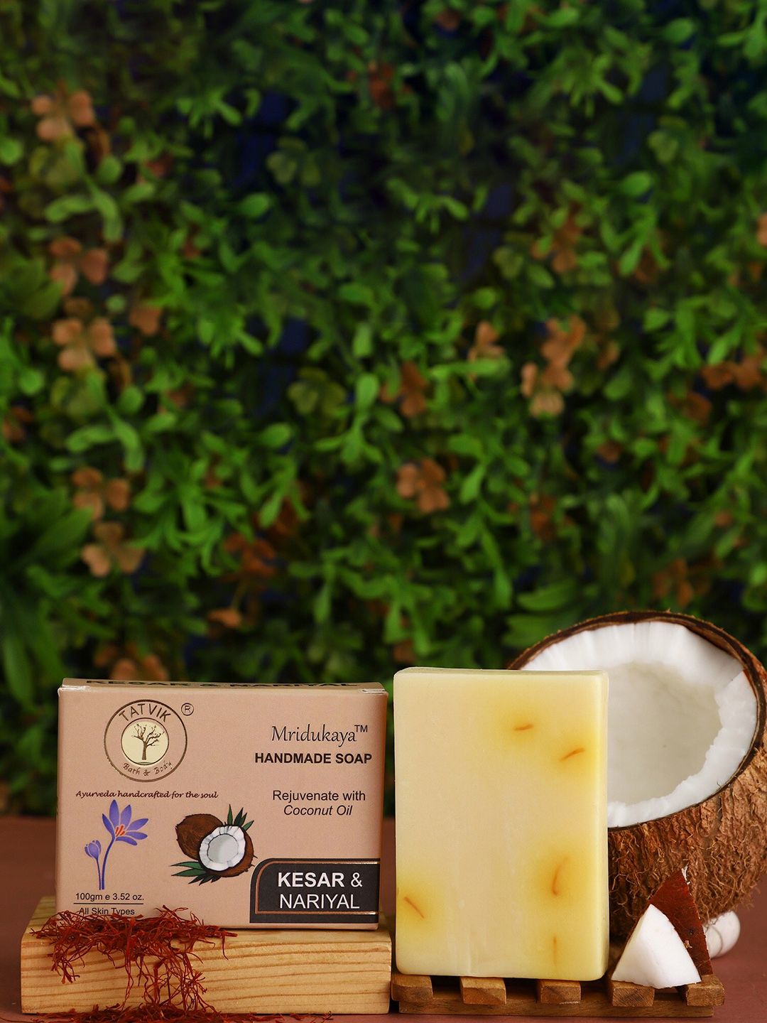 TATVIK Mridukaya Kesar & Nariyal Handmade Soap With Coconut Oil - 100g