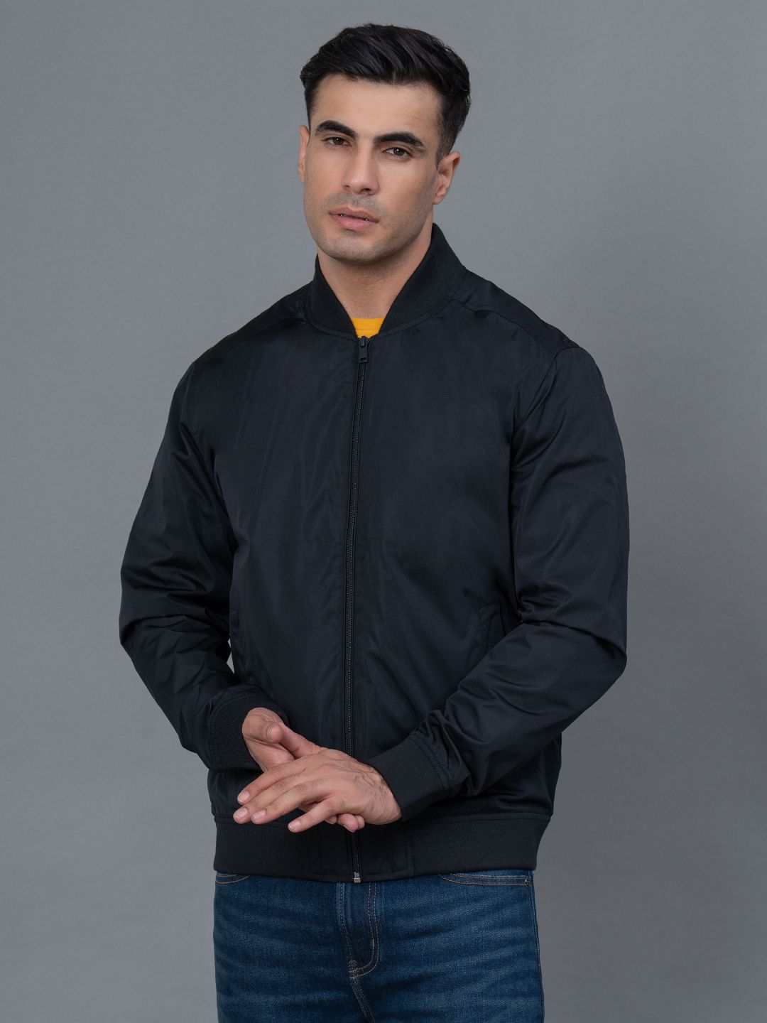 Red Tape Men Baseball Collar Bomber Jacket