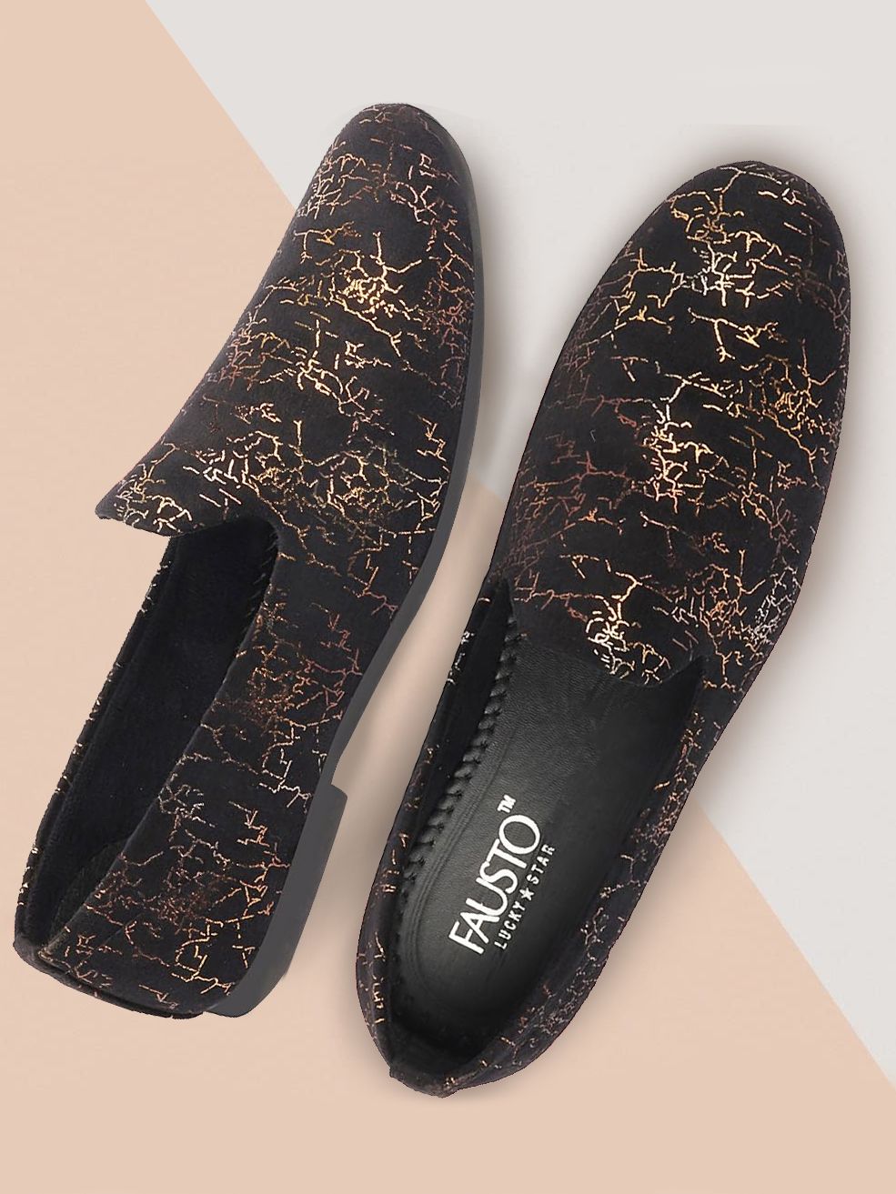 FAUSTO Men Printed Lightweight Velvet Loafers