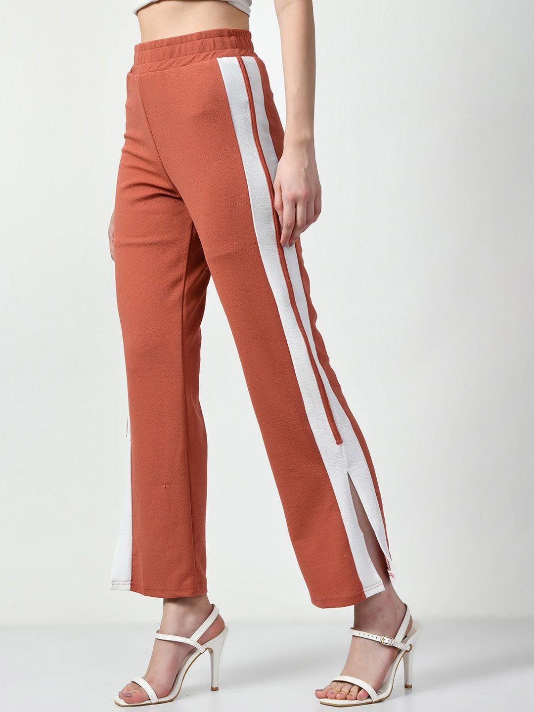 Moshe Women Side Stripes Relaxed High-Rise Trousers Price in India