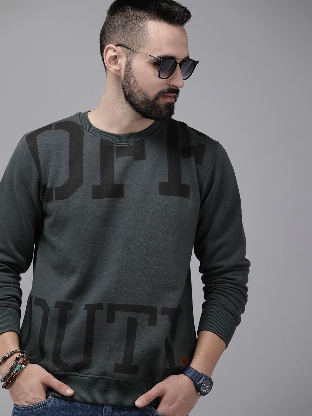 Roadster Men Typography Printed Sweatshirt