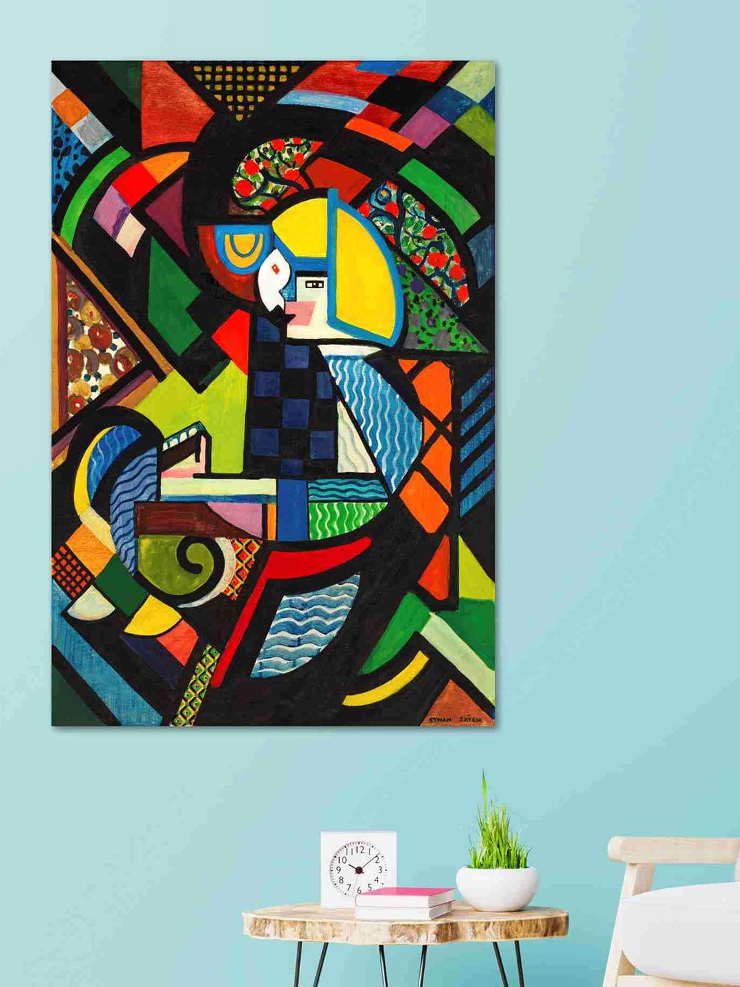 SAF Navy Blue Abstract Sparkle Coated Unframed Wall Art