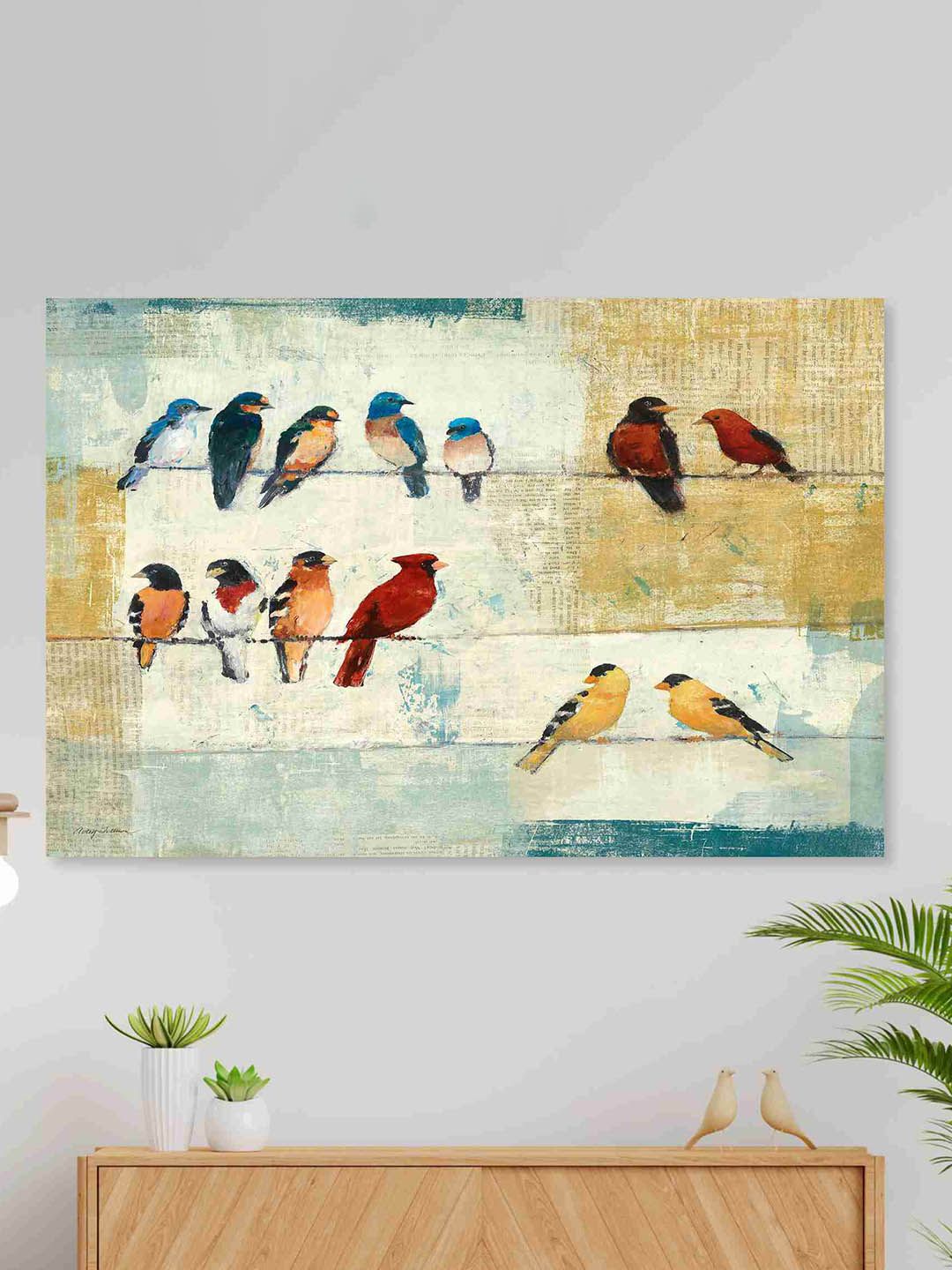SAF Blue & Red Nature Art Sparkle Coated Unframed Wall Art