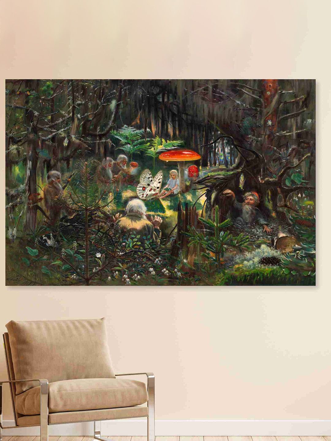 SAF Green & Brown Nature Art Sparkle Coated Unframed Wall Art