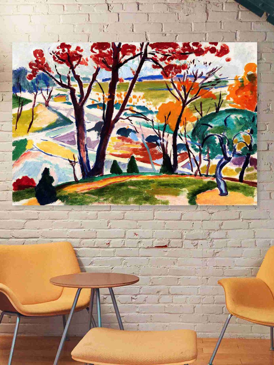 SAF Yellow & Red Nature Art Sparkle Coated Unframed Wall Art