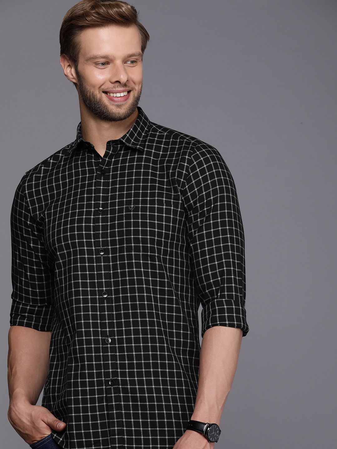 Allen Solly Allen Solly Modern Slim Fit Pure Cotton Checked Casual Shirt
