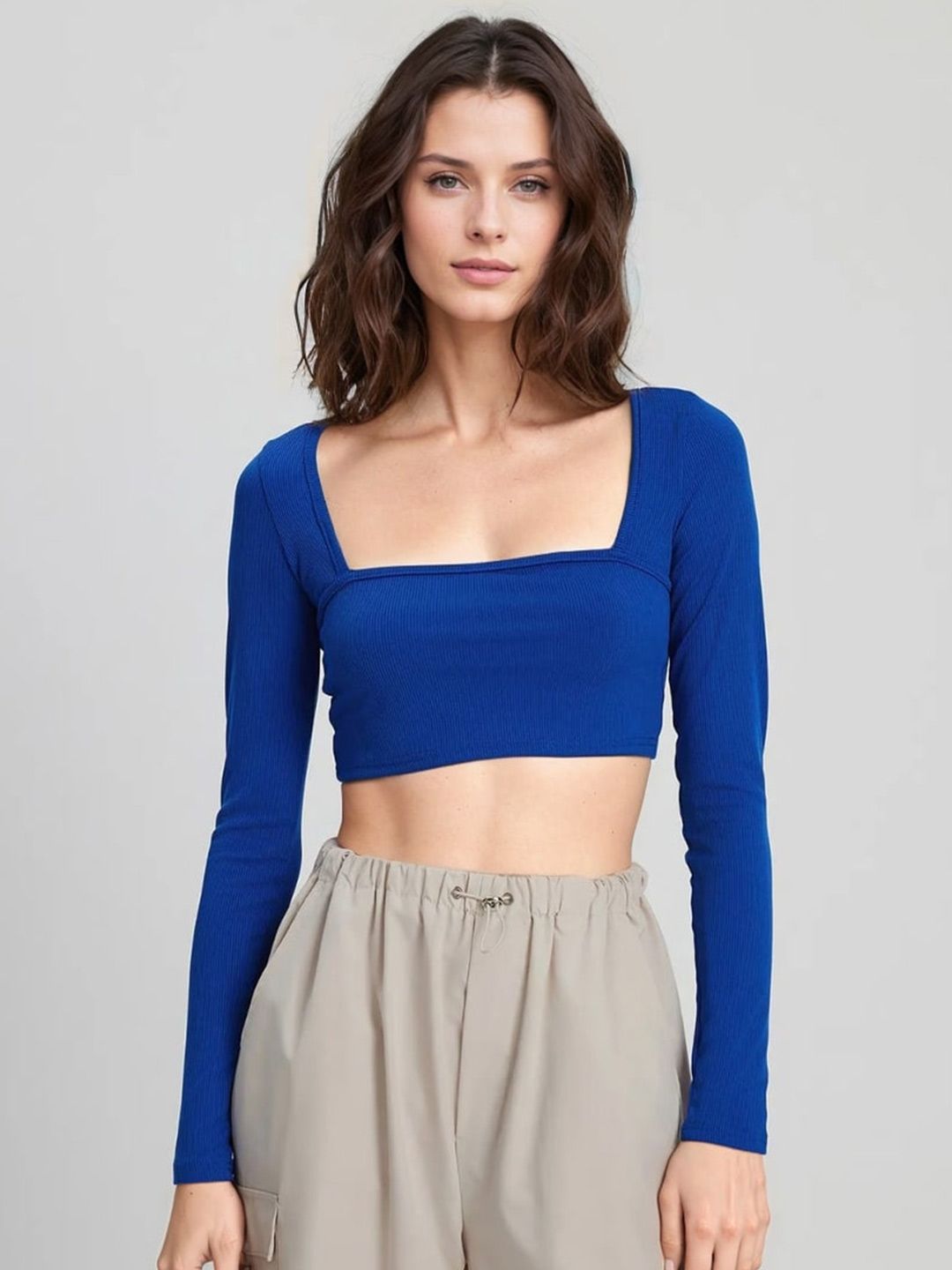 MYWISHBAG Square Neck Crop Top Price in India