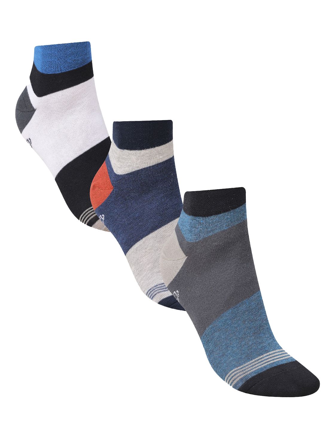 Dollar Socks Men Pack Of 3 Colourblocked Cotton Ankle-Length Socks