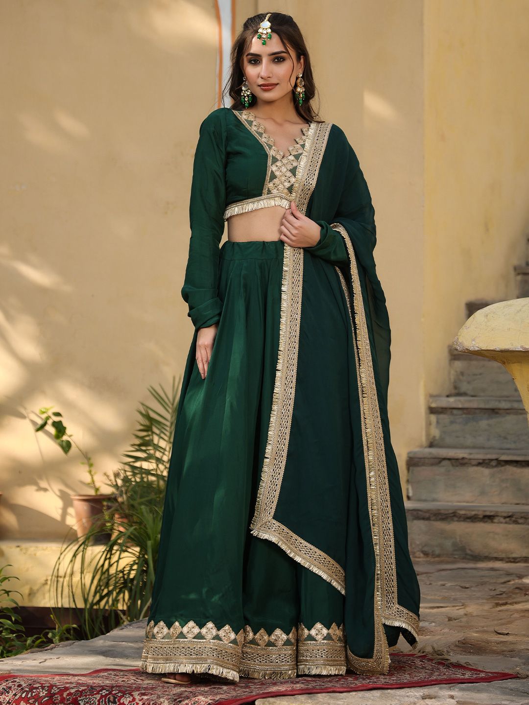 Rangeelo Embellished Ready To Wear Lehenga & Blouse With Dupatta