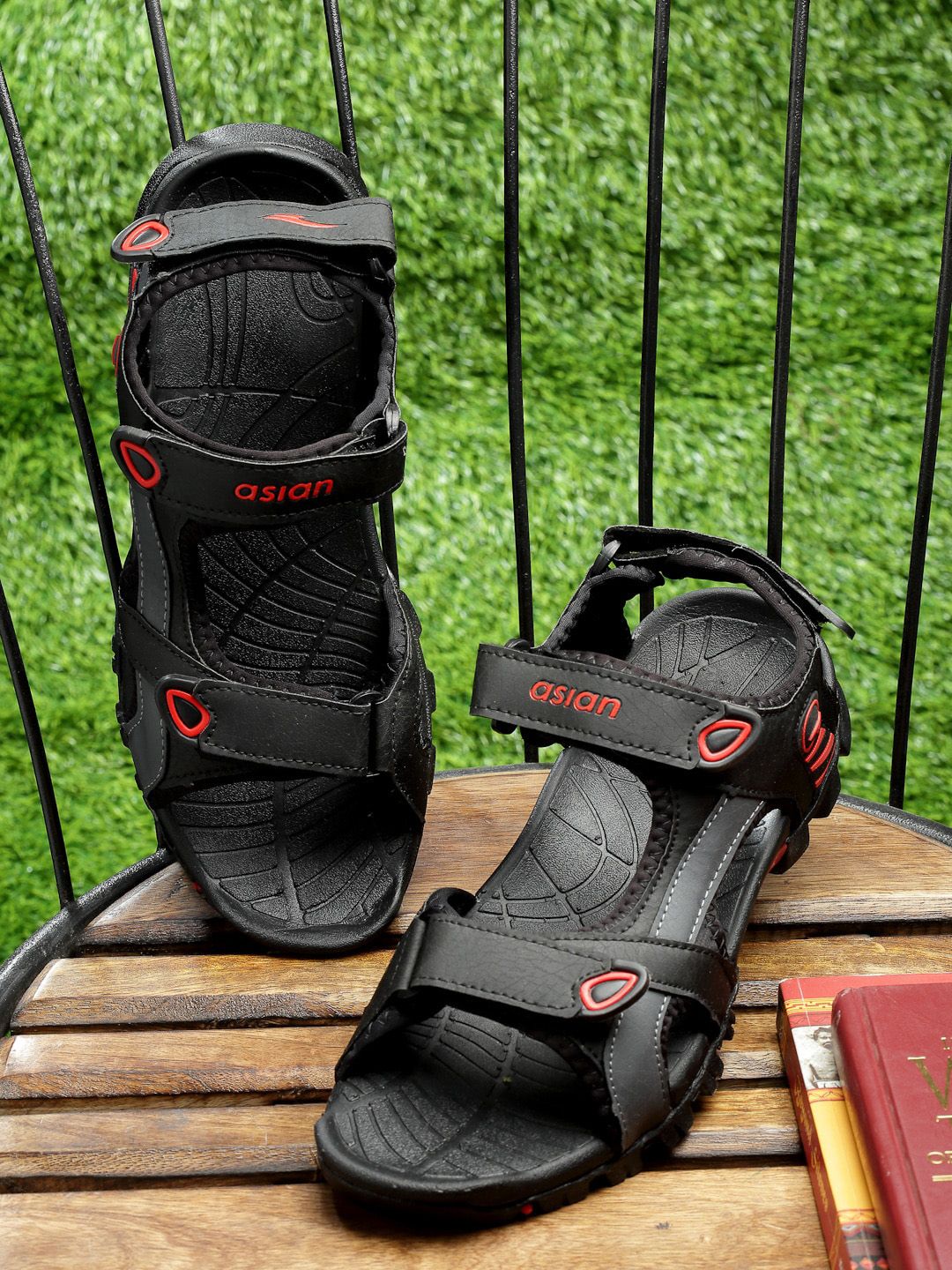 ASIAN Men VINTAGE-02 Textured Sports Sandals With Velcro Closure