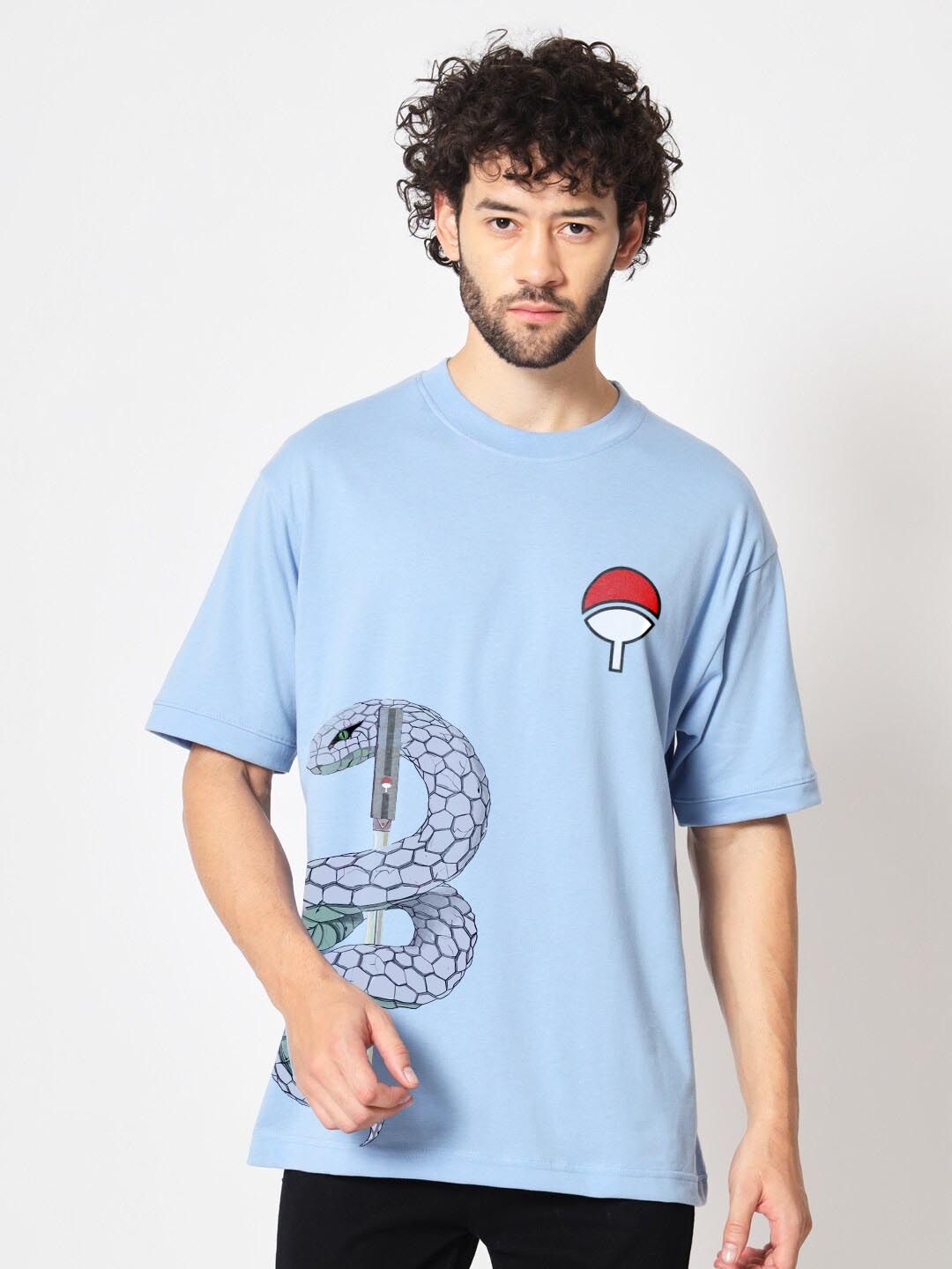 Buy Crazymonk Men Anime Oversized Graphic Sasuke Printed Cotton T