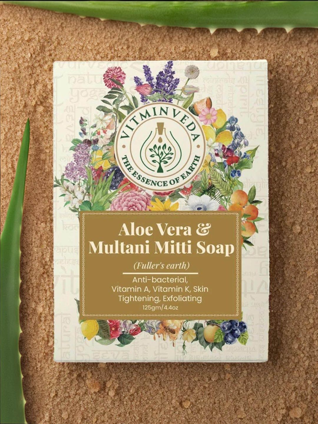 VITMINVEDA Natural Aloe Vera & Multani Mitti Herbal Soap Bar - 125g