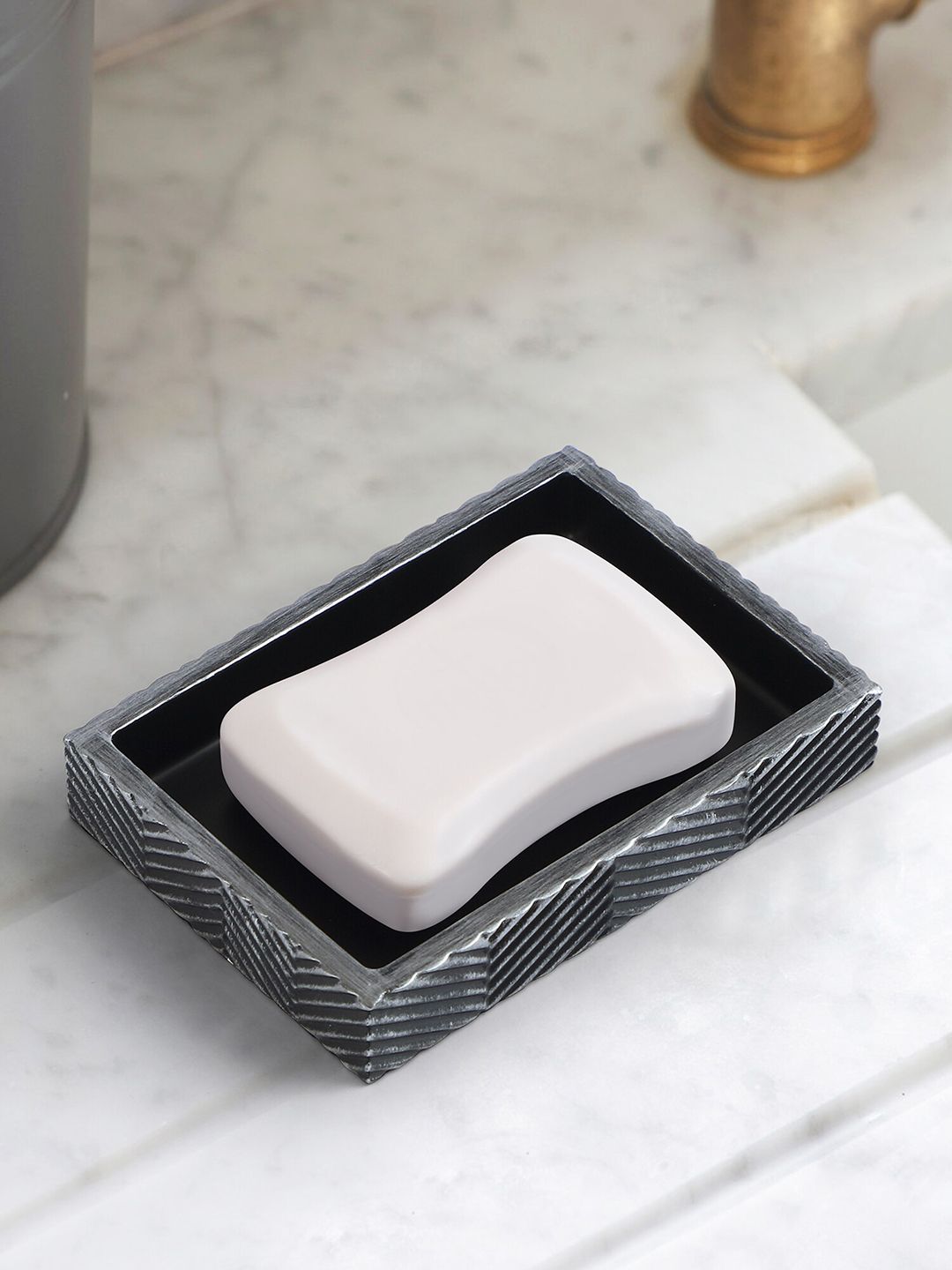 OBSESSIONS Grey Textured Soap Dish