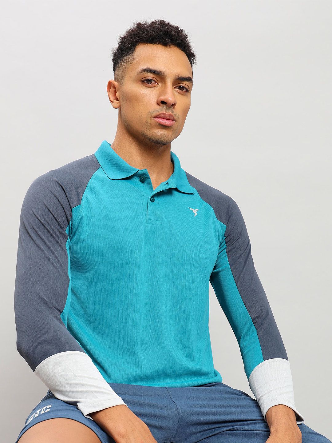 Technosport Colourblocked Polo Collar Antimicrobial Training T-shirt