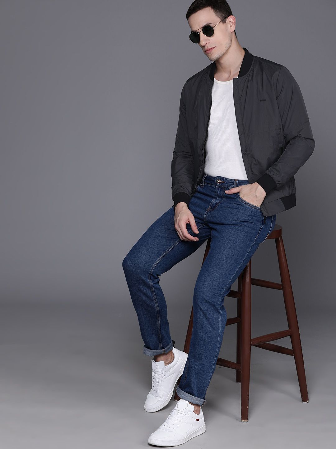 Buy Louis Philippe Jeans Stand Collar Tailored Jacket - Jackets