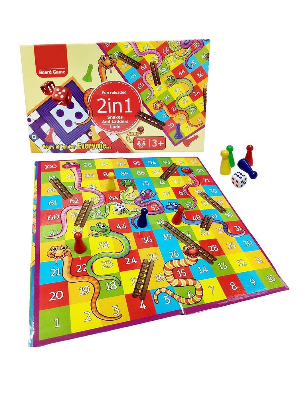 MUREN Kids Printed 2 In 1 Snake & Ladder Board Game