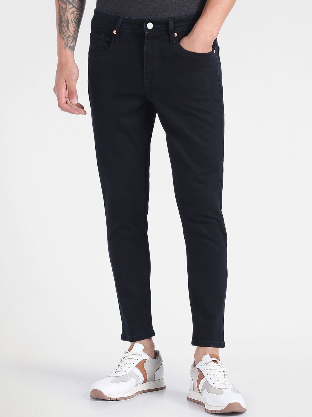 Men Tapered Fit Jeans Flying Machine Men Tapered Fit High-Rise Stretchable Jeans