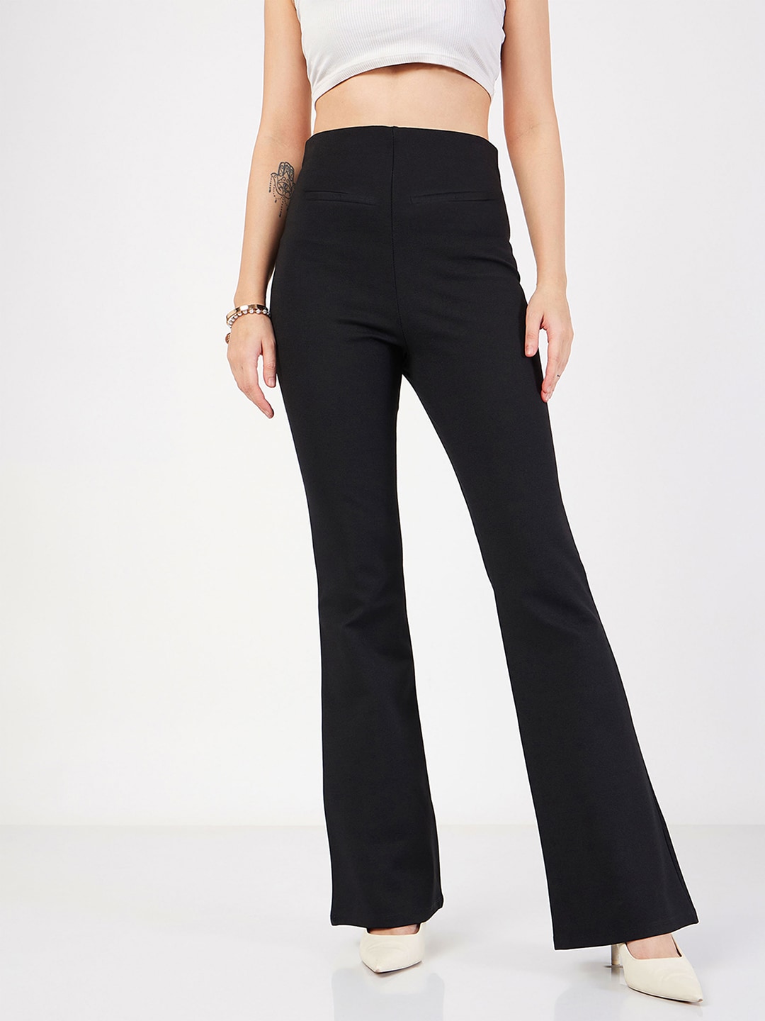 SASSAFRAS Women Slim Fit Bootcut Trousers Price in India