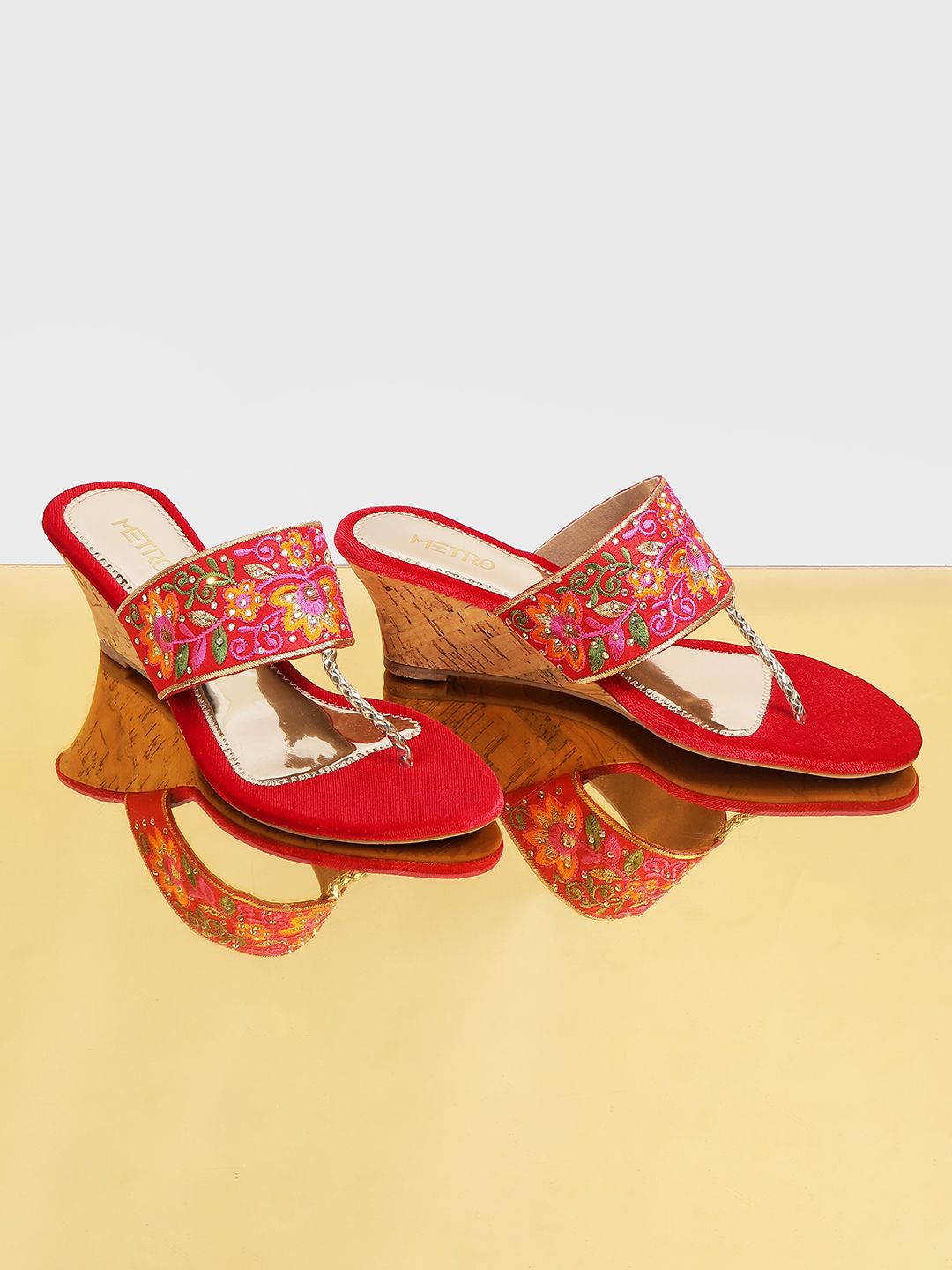 Metro Embellished Ethnic Wedge Heels