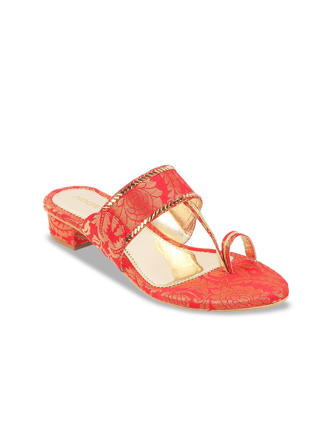 Mochi Ethnic Woven Design One Toe Block Heels