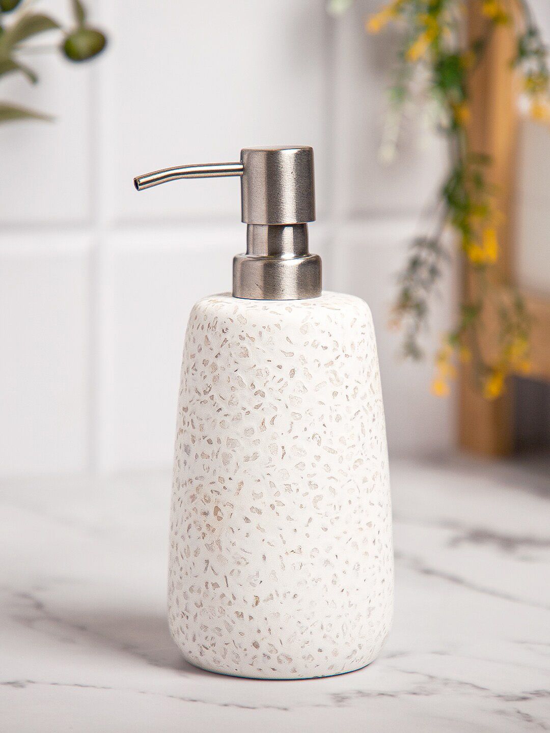 Anko White Textured Terrazzo Soap Dispenser
