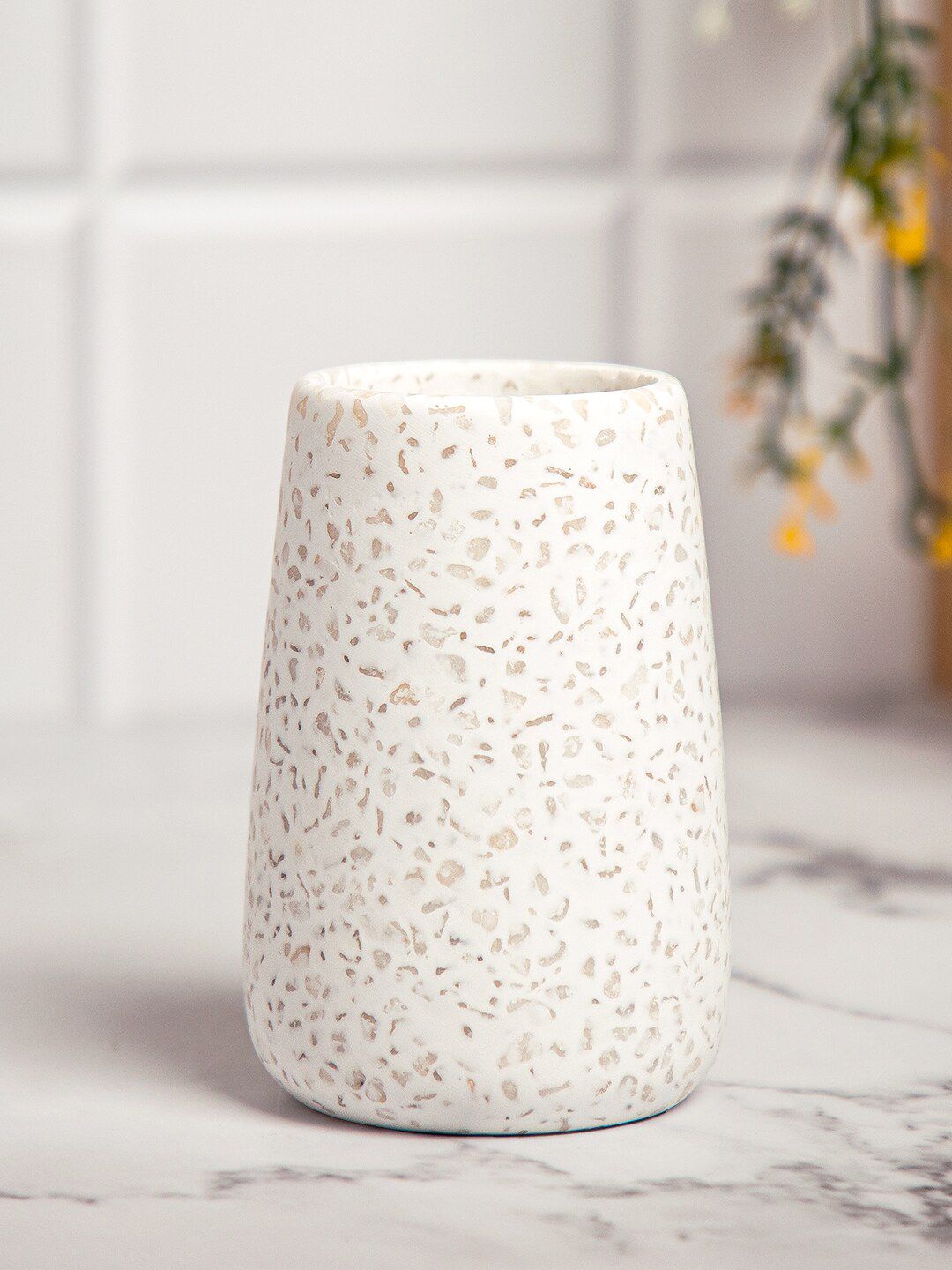 Anko White Terrazzo Glass Toothbrush Holder