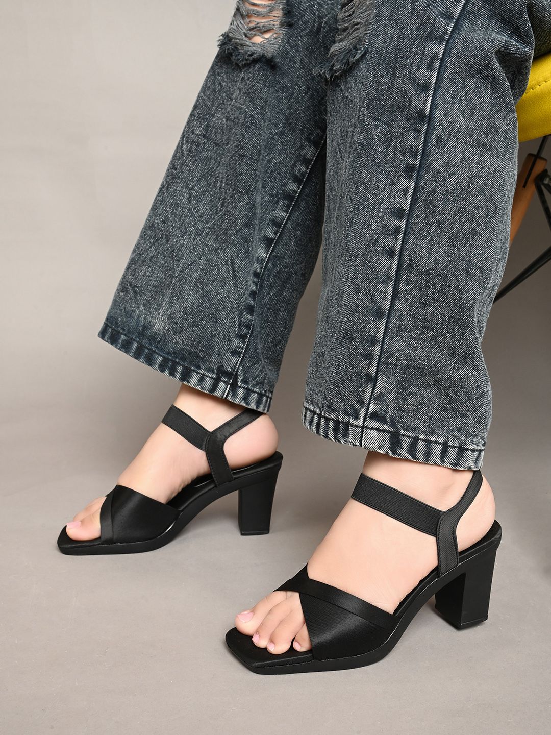 JM Looks Open Toe Platform Heels with Backstrap