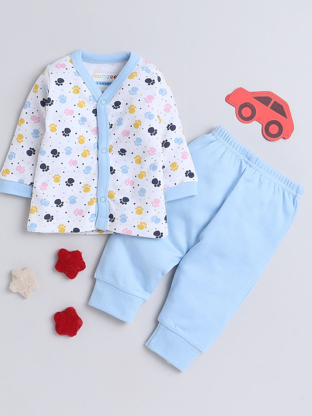 BUMZEE Infants Girls Printed Pure Cotton Shirt With Trousers