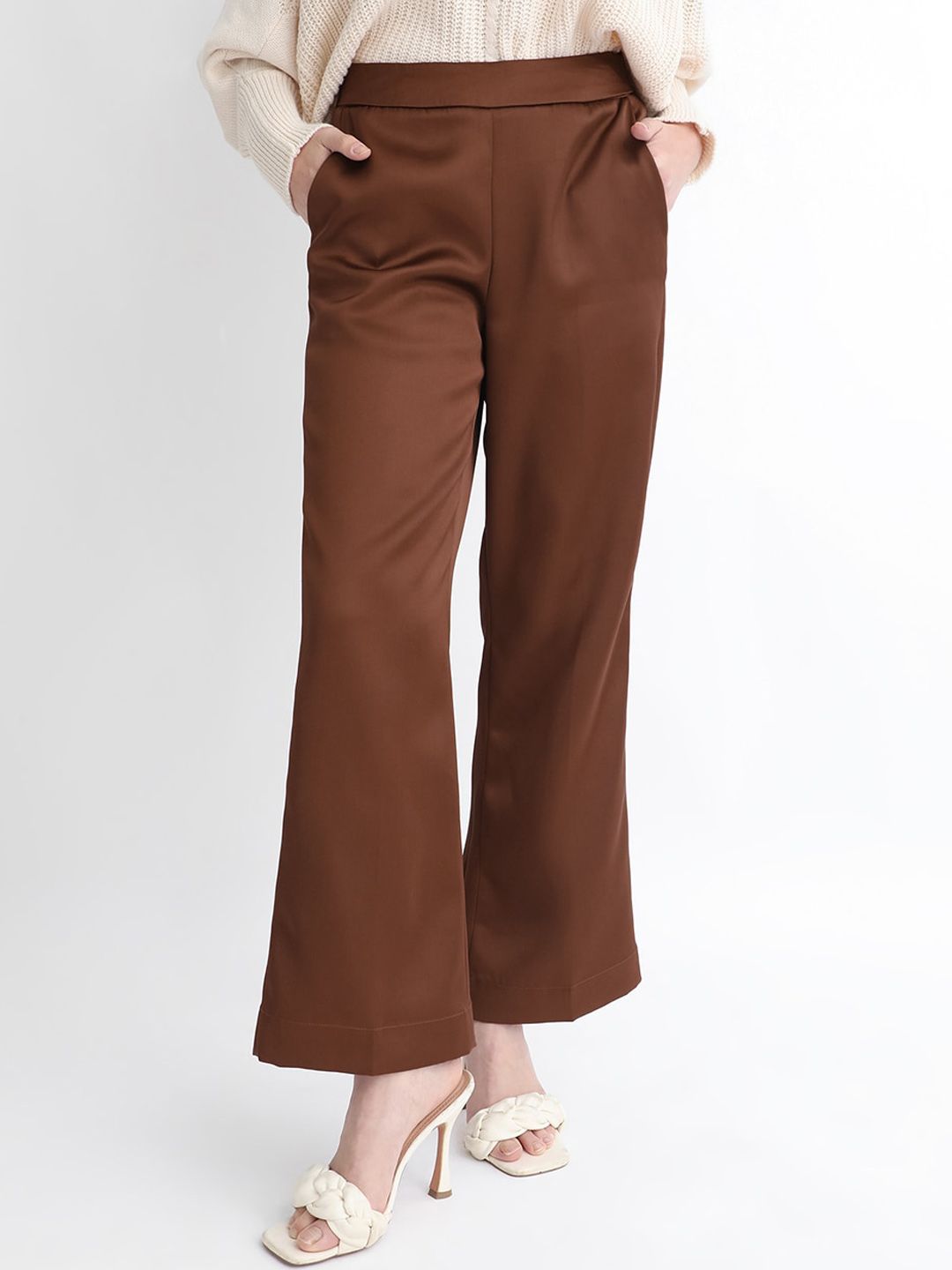 RAREISM Women Slim Fit High-Rise Bootcut Trousers Price in India