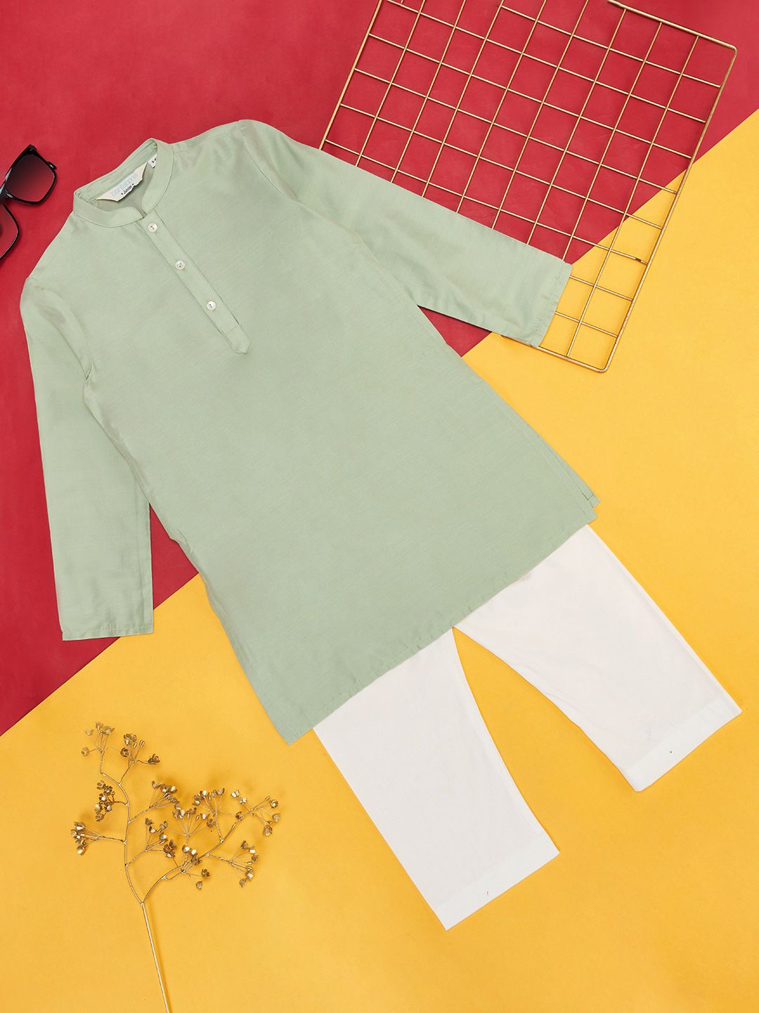 indus route by Pantaloons Boys Mandarin Collar Regular Kurta with Pyjamas