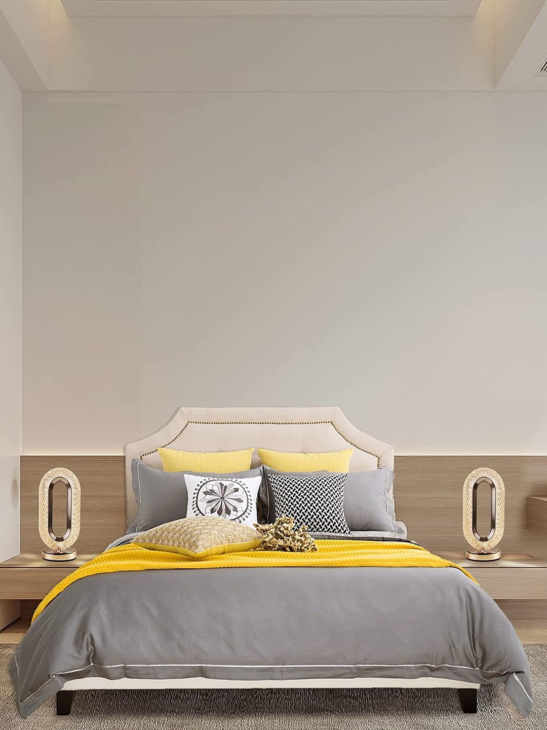 Awestuffs Warm Yellow Metal Abstract Shaped Textured High Quality Electrical Table Lamps