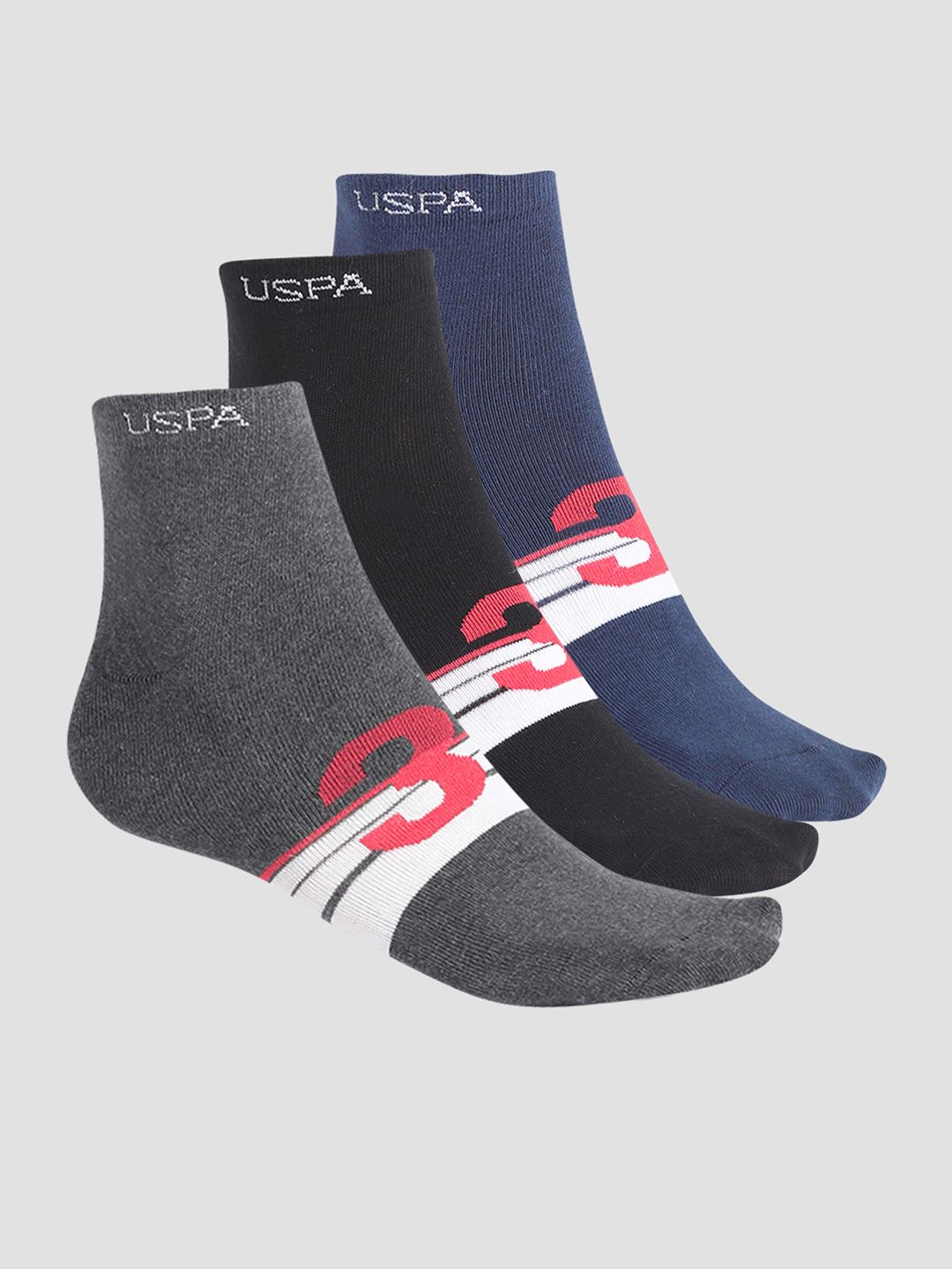 U.S. Polo Assn. Men Pack Of 3  Ankle Length Stretch I646 Socks