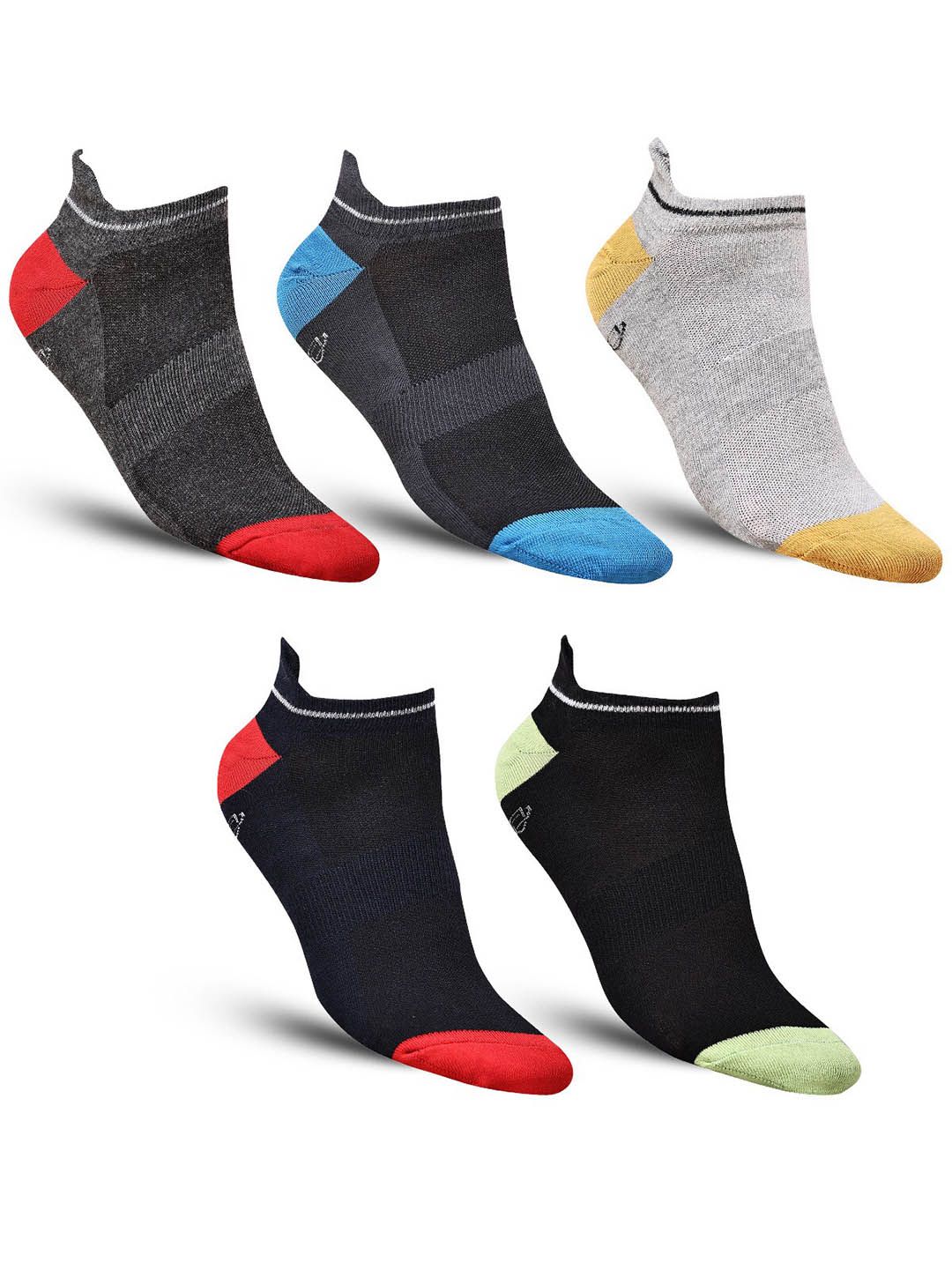 Dollar Socks Men Pack Of 5 Striped Cotton Ankle-Length Socks