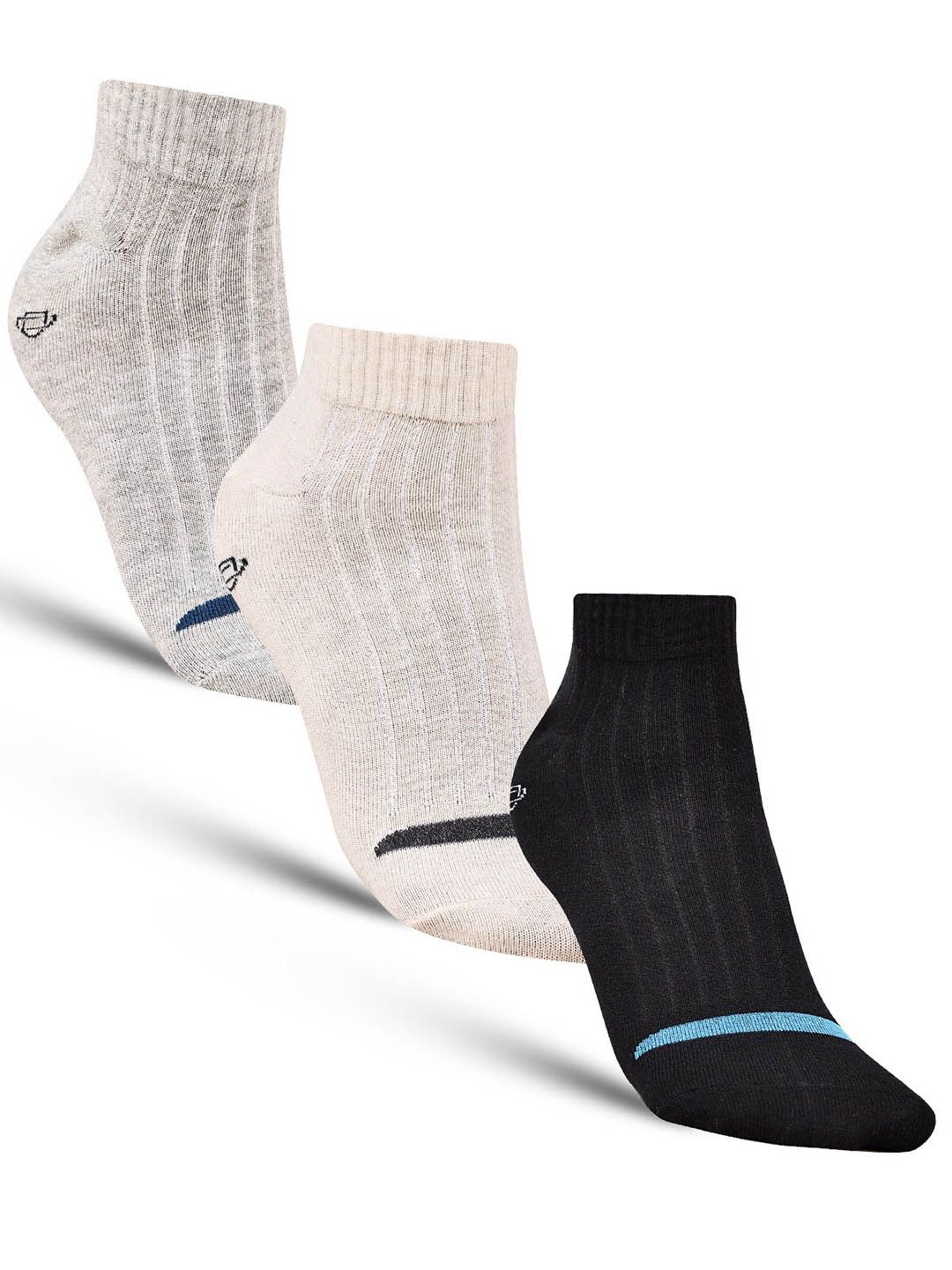 Dollar Socks Men Pack Of 3 Striped Cotton Ankle-Length Socks