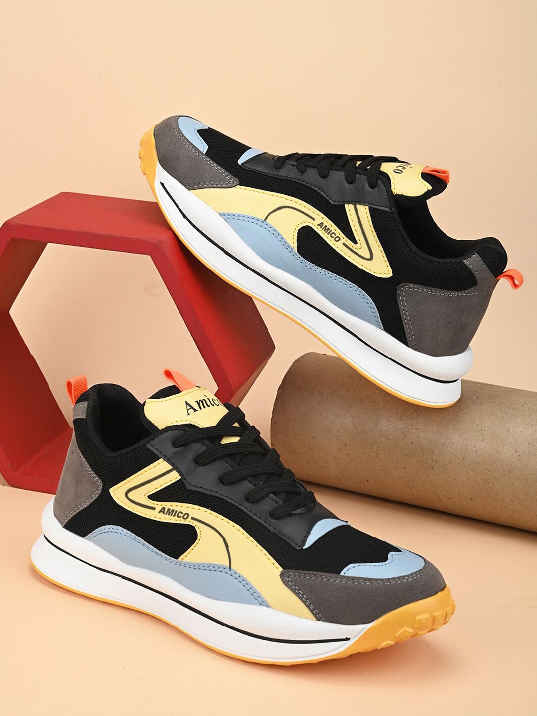AMICO Men Lace-Up Running Shoes