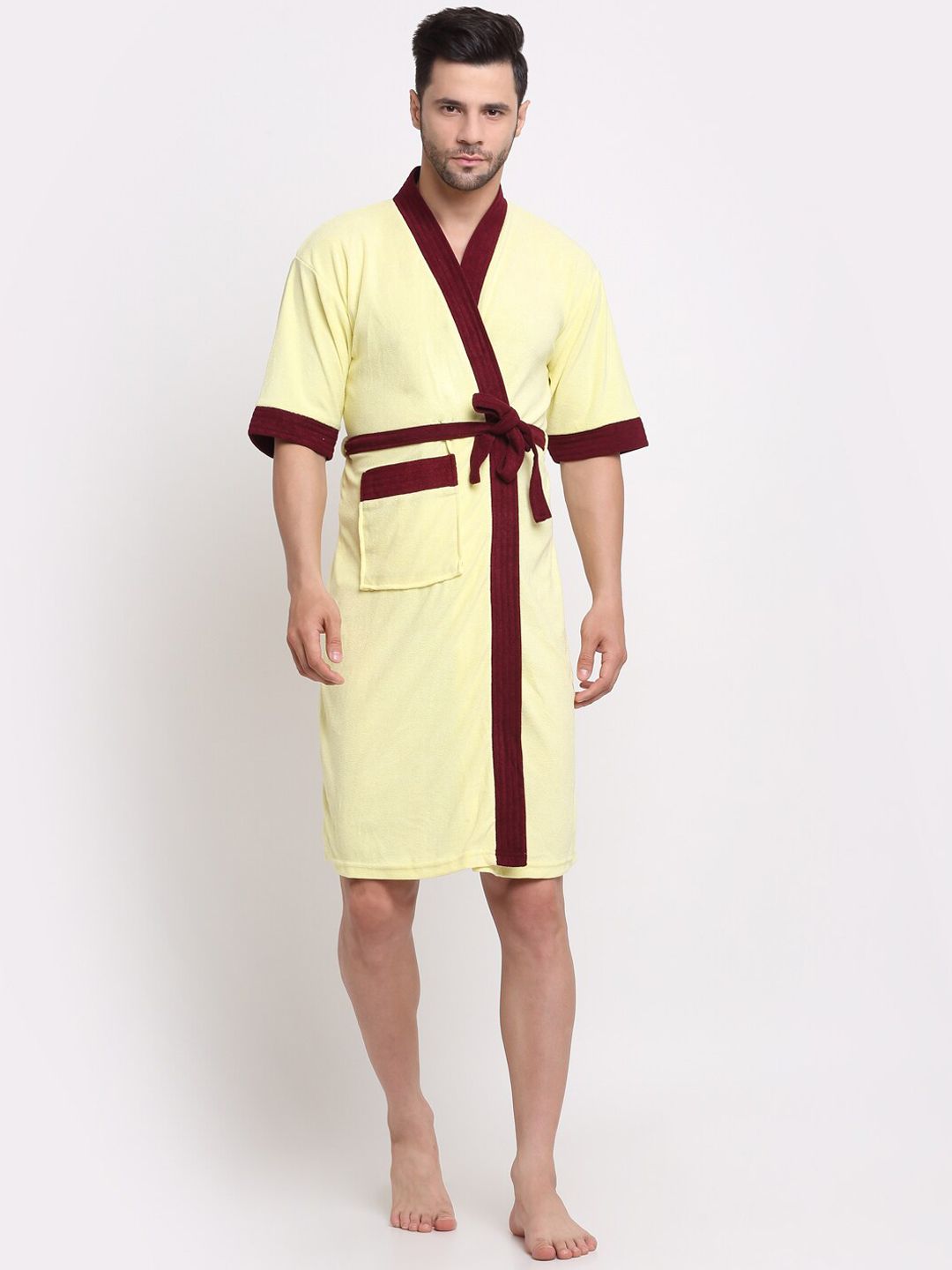 Creeva Everyday Collection Shawl Collar Knee Length Terry Bath RobeWith Front Pocket