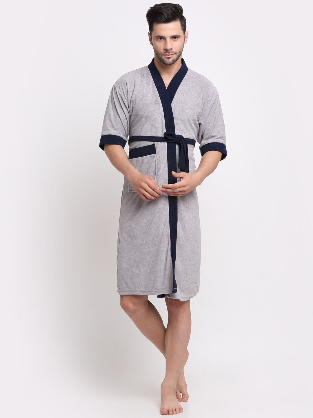 Creeva Belted Knee Length Terry Cotton Bath Robe
