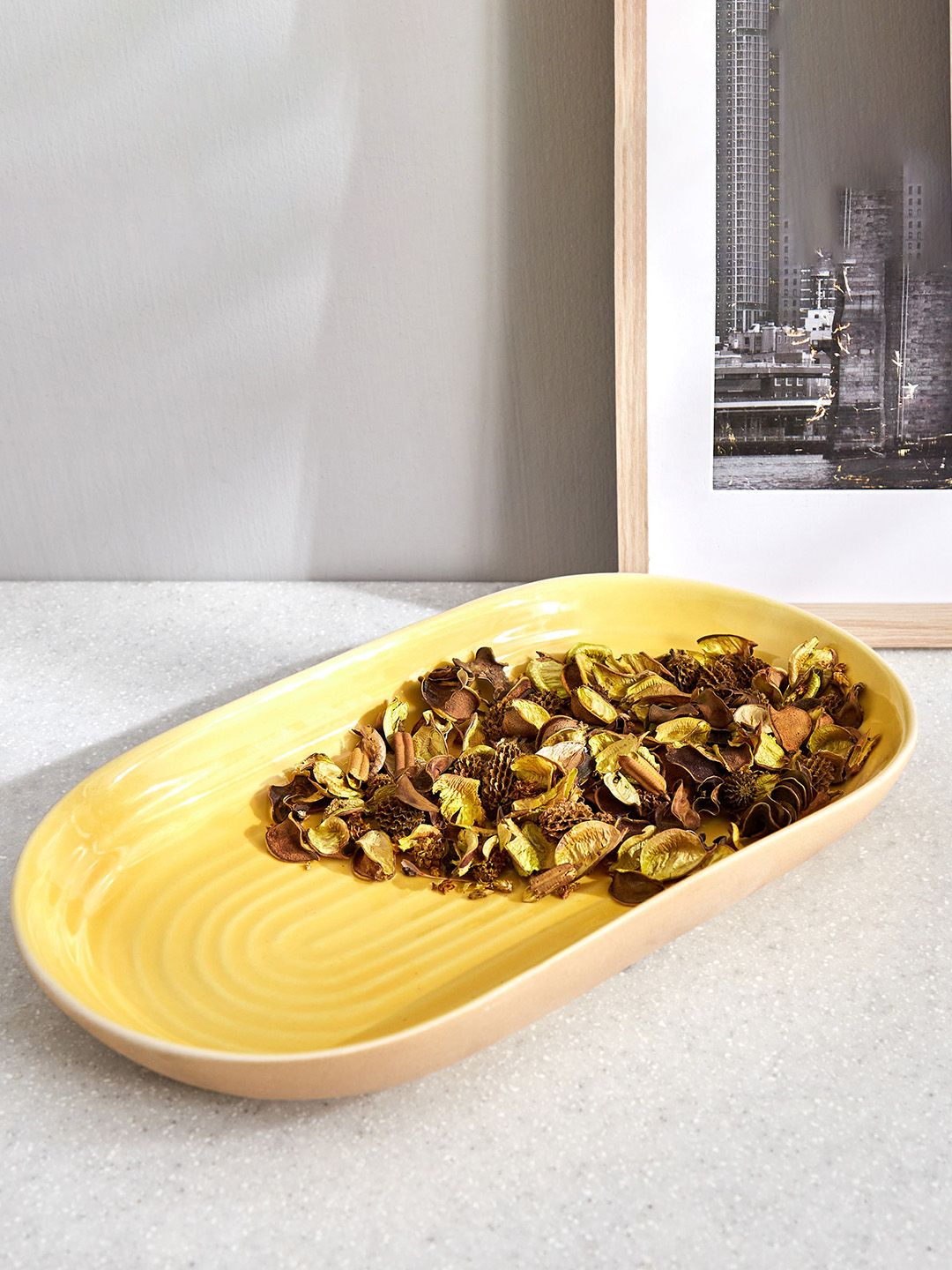 Home Centre Home Centre Colour Refresh Yellow Ceramic Decorative Platter