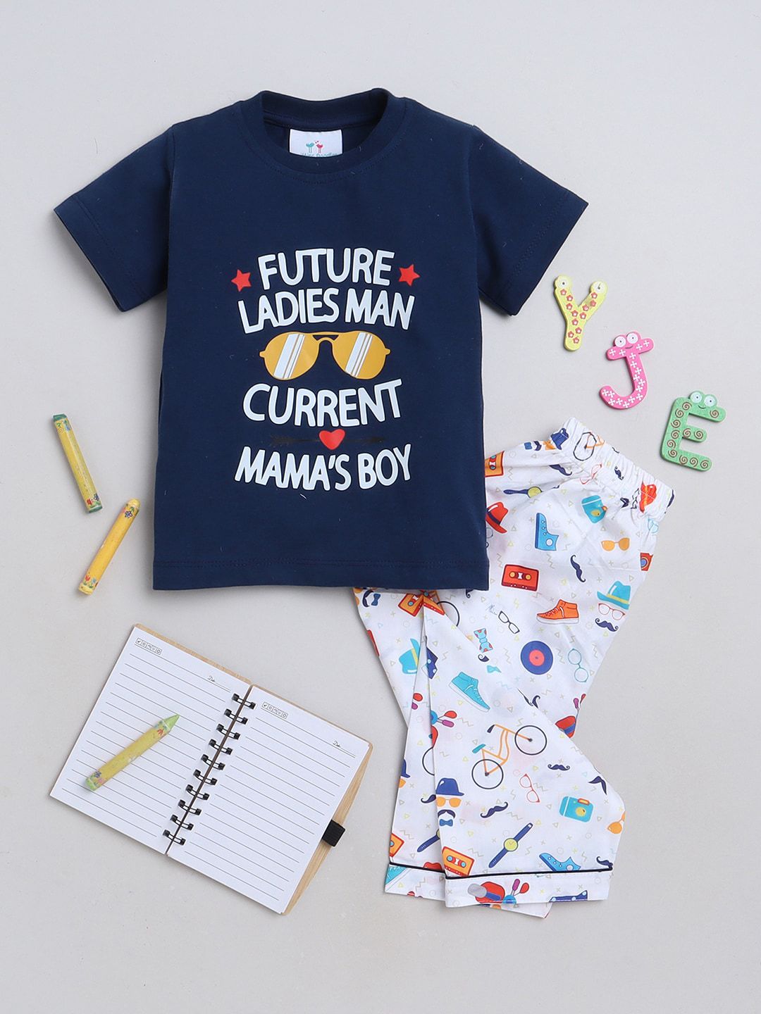 Knitting Doodles Boys Printed Night Suit
