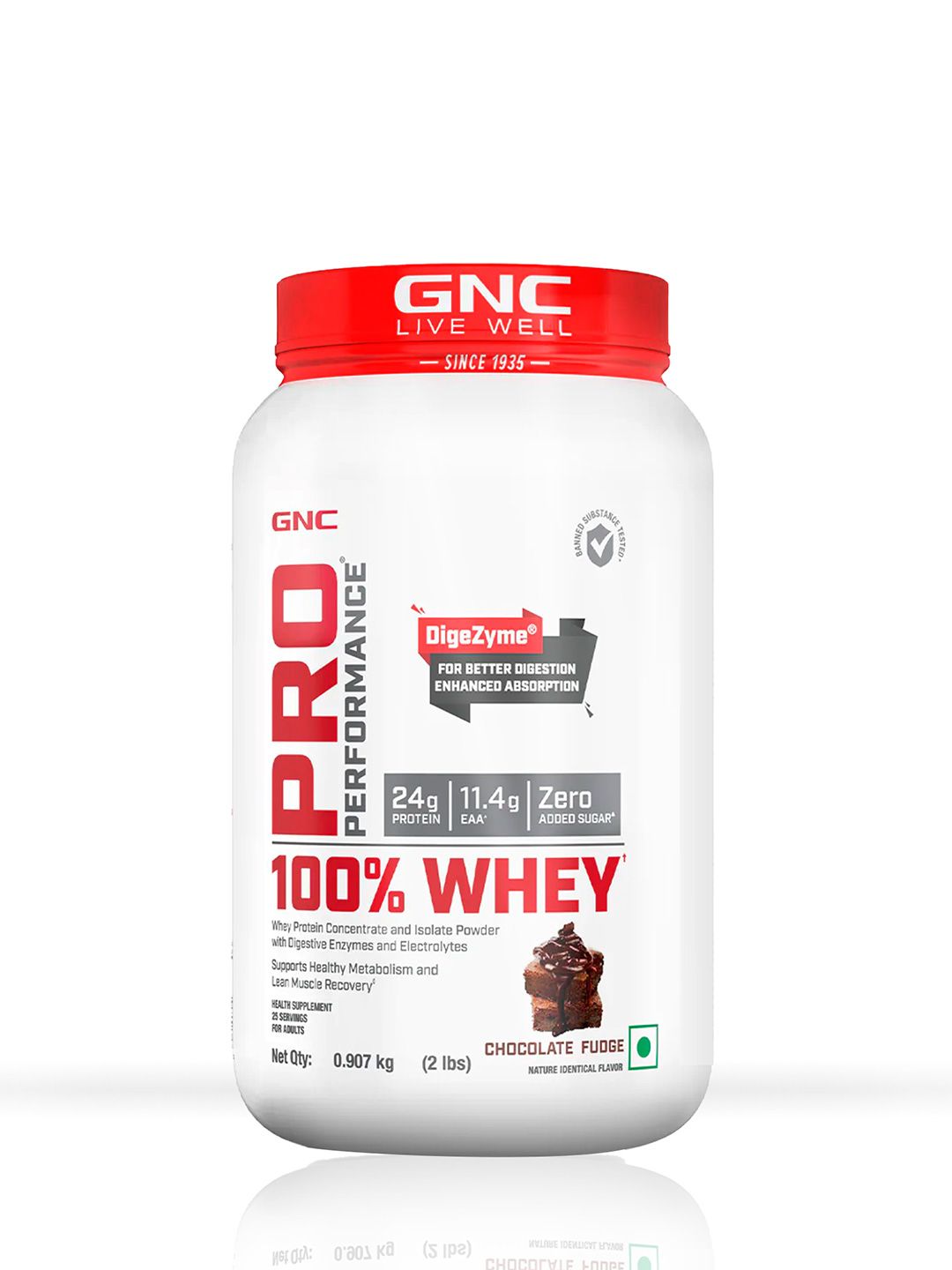 GNC GNC Pro Performance Chocolate Fudge 100% Whey Protein Powder For Metabolism - 0.907 kg