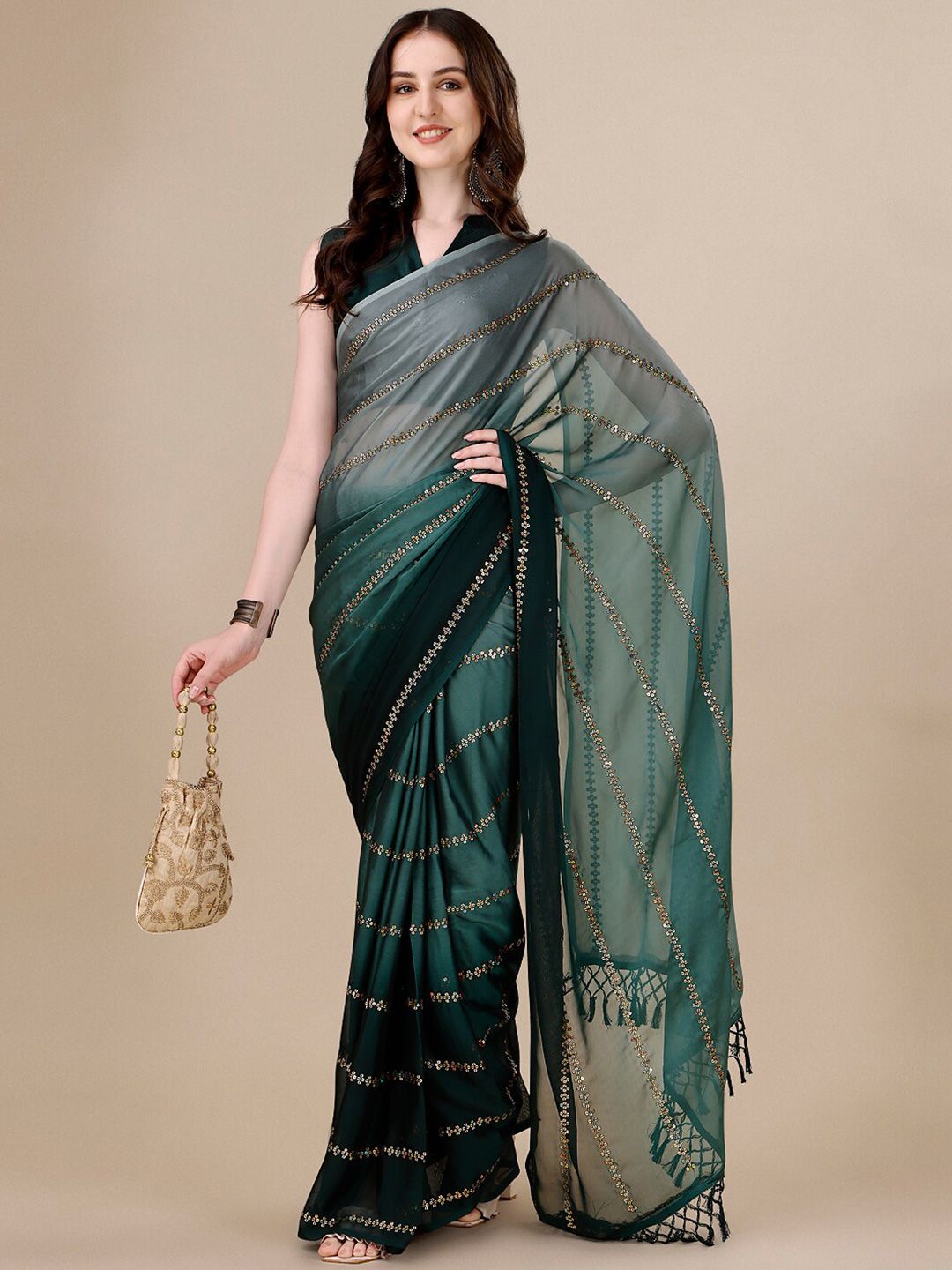 KALINI Embellished Sequinned Saree Price in India
