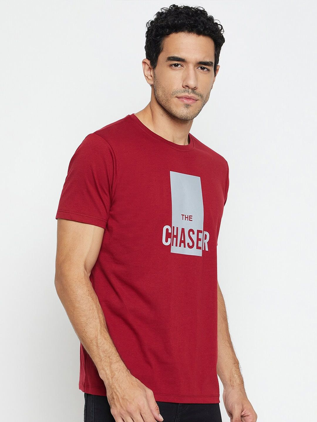 Mast & Harbour Typography Printed Round Neck Casual Knitted Cotton T-shirt