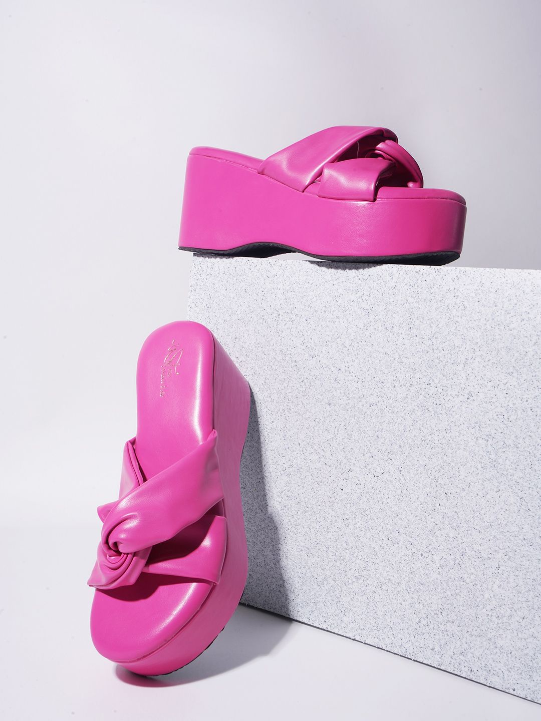 THE WHITE POLE Twisted Straps Flatform Heels