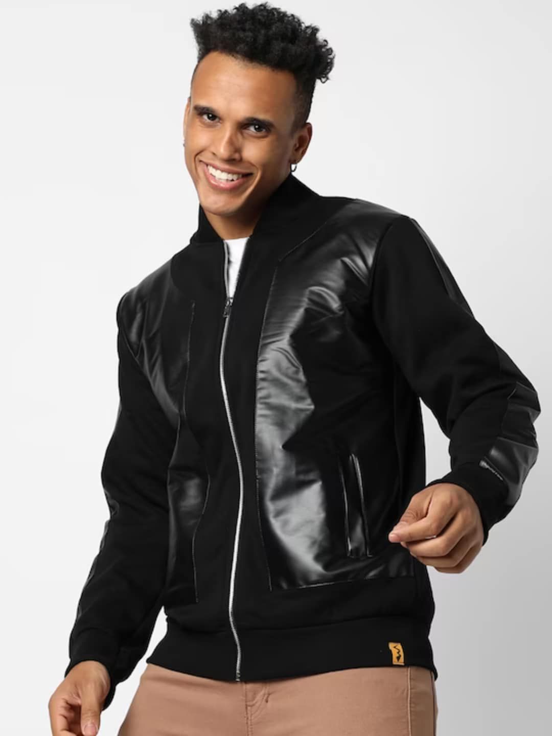 CAHOOT Campus Sutra Windcheater Bomber Jacket With Patchwork