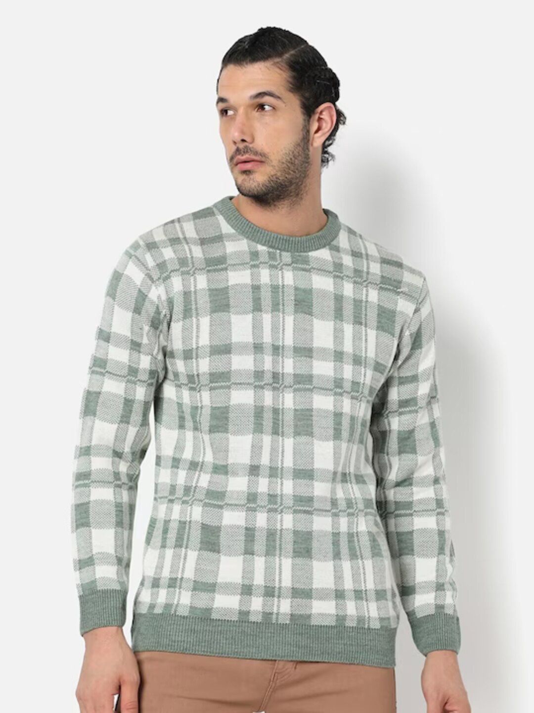 Campus Sutra Checked Woollen Pullover Sweater