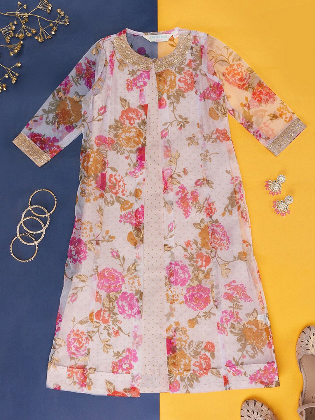 AKKRITI BY PANTALOONS Polka Dot Printed A-Line Dress With Shrug