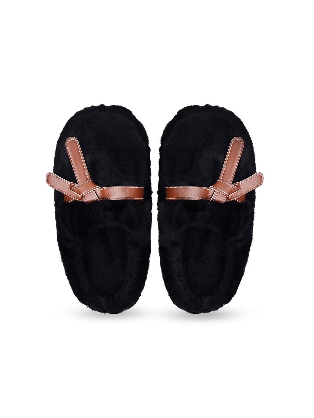 CASSIEY Women Belt Twist Warm Fur Room Slippers